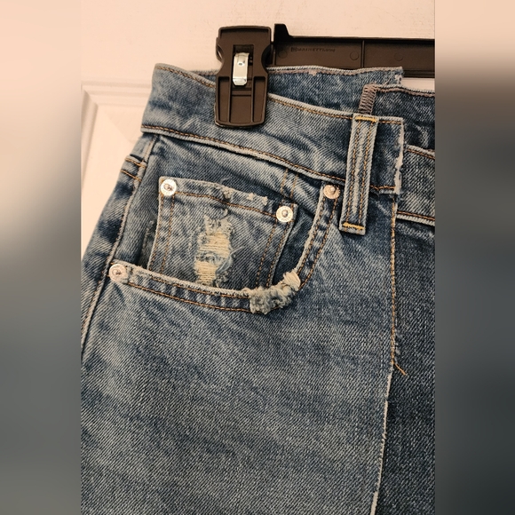 EDWIN Marli Seamed Two-Tone High-Rise Wide-Leg Jeans In Lumine Size 26 - Picture 6 of 14